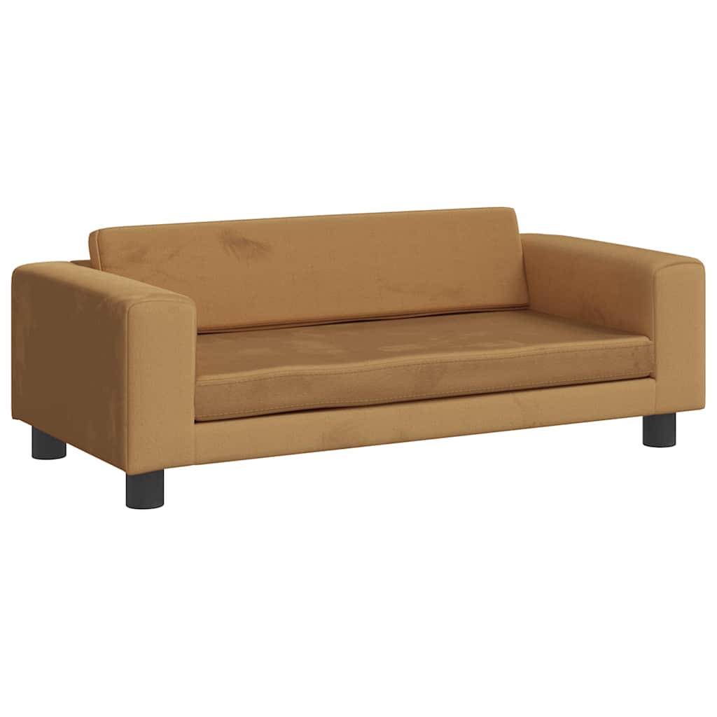 Kids Sofa Brown Velvet (100% polyester), solid pine wood, foam Mini