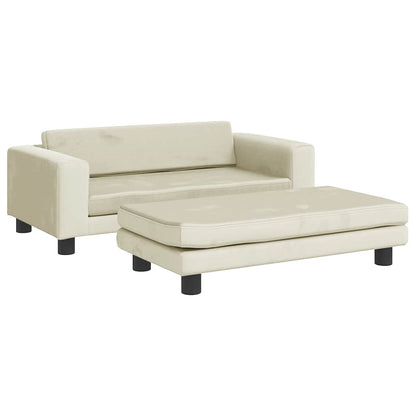 Kids Sofa Cream Velvet Mini Durable Kids Sofa Rectangular