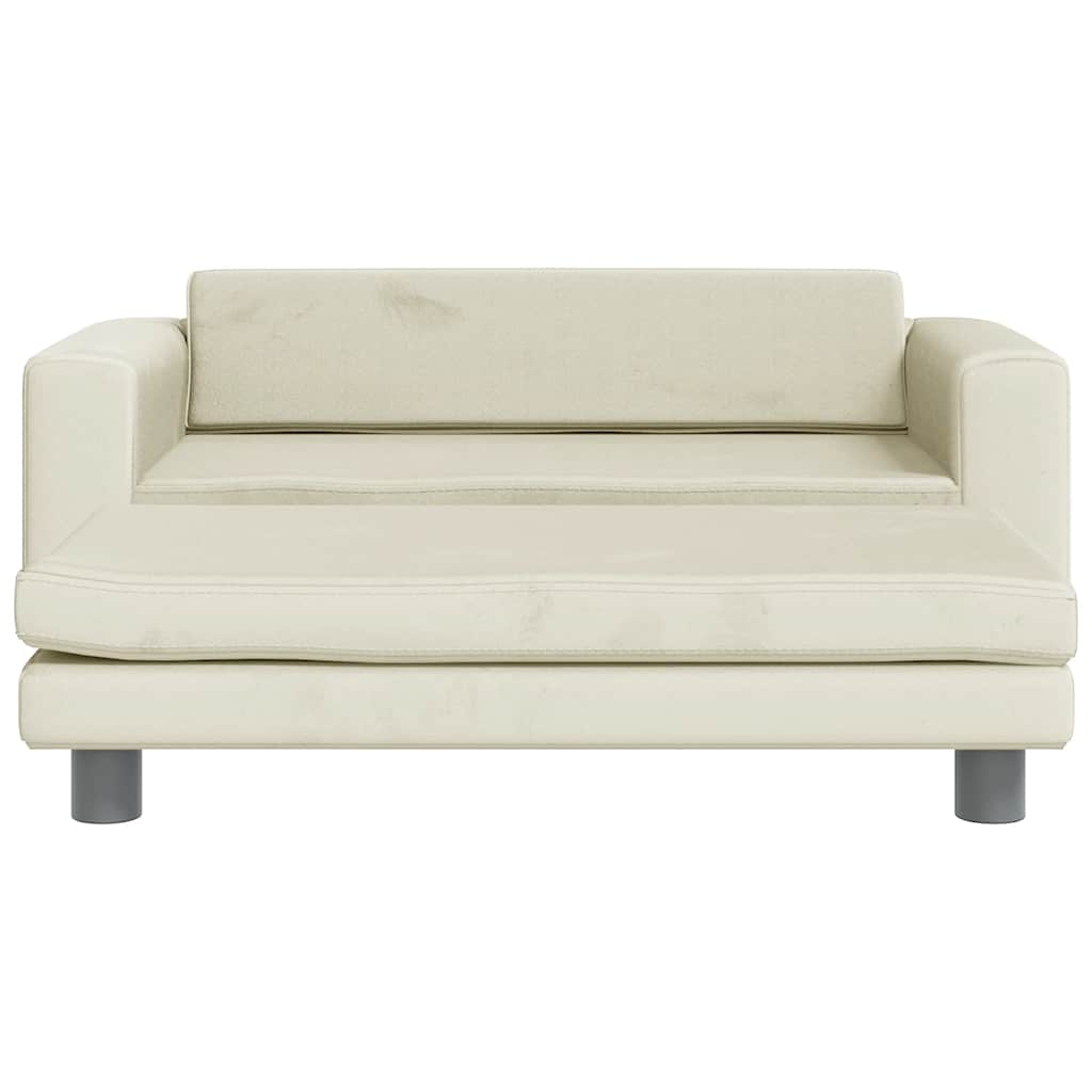 Kids Sofa Cream Velvet Mini Durable Kids Sofa Rectangular