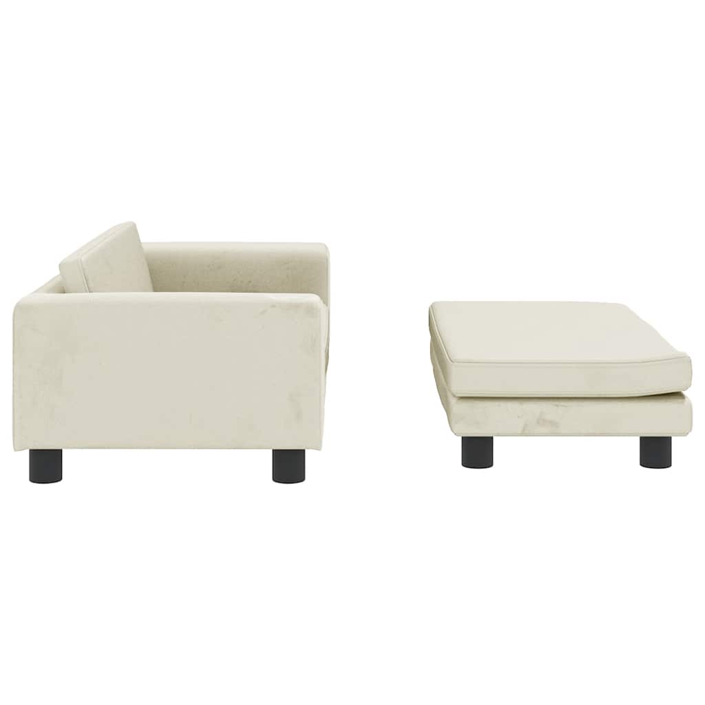 Kids Sofa Cream Velvet Mini Durable Kids Sofa Rectangular