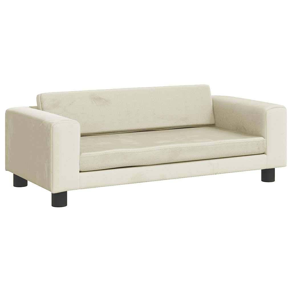 Kids Sofa Cream Velvet Mini Durable Kids Sofa Rectangular