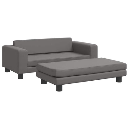 Kids Sofa Grey Faux leather, pine wood, foam Mini Kids Sofa