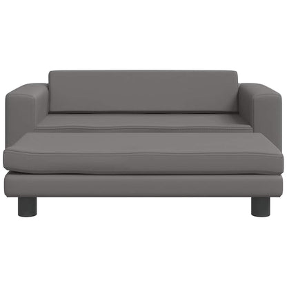 Kids Sofa Grey Faux leather, pine wood, foam Mini Kids Sofa