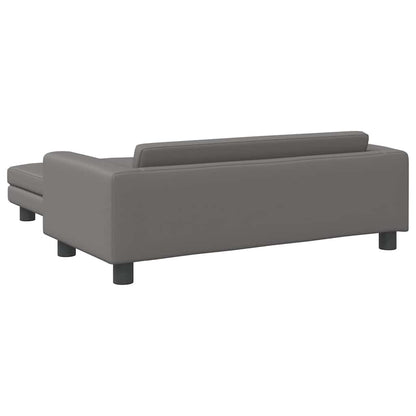 Kids Sofa Grey Faux leather, pine wood, foam Mini Kids Sofa