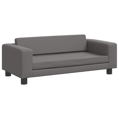 Kids Sofa Grey Faux leather, pine wood, foam Mini Kids Sofa