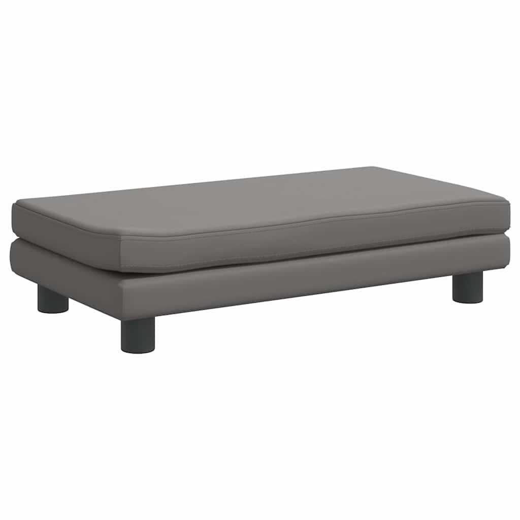 Kids Sofa Grey Faux leather, pine wood, foam Mini Kids Sofa