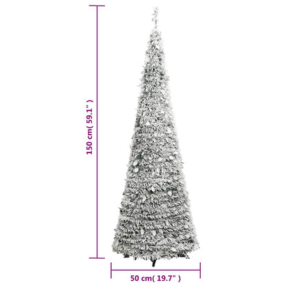 Artificial Christmas Tree Green and white PVC, metal 59 in