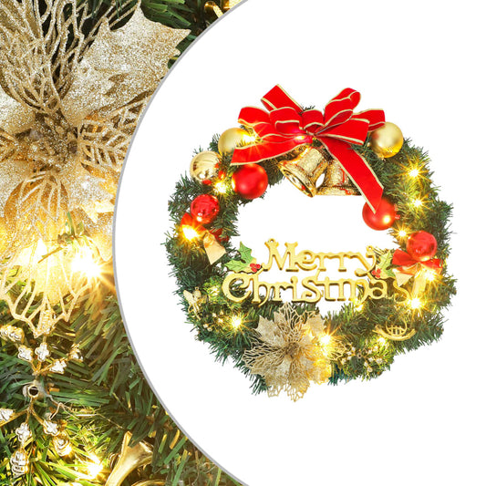Christmas Wreath Green, Warm White PVC Medium Christmas Wreaths