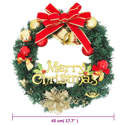 Christmas Wreath Green, Warm White PVC Medium Christmas Wreaths