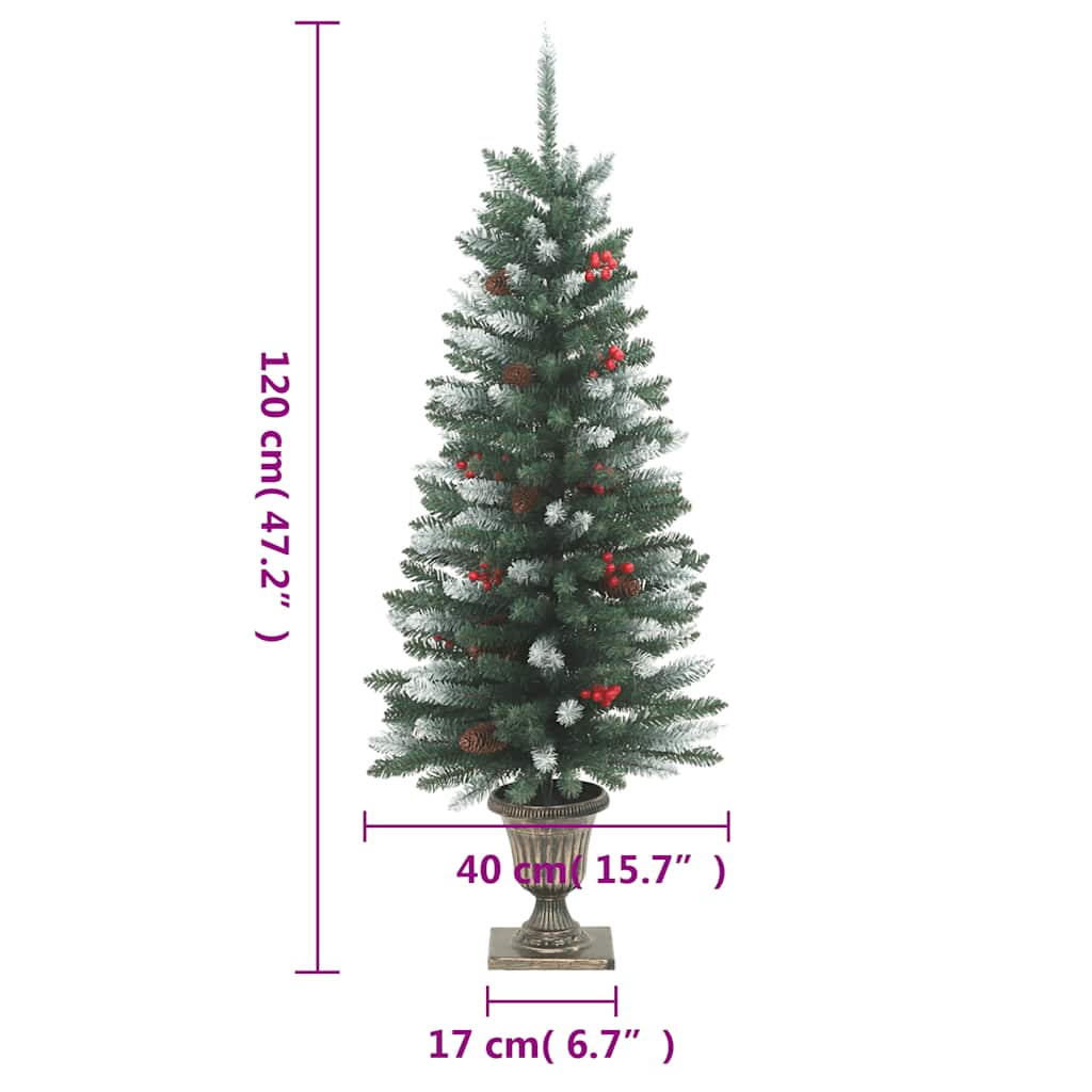 Artificial Christmas Tree Green and White PVC, Metal 47.2 in