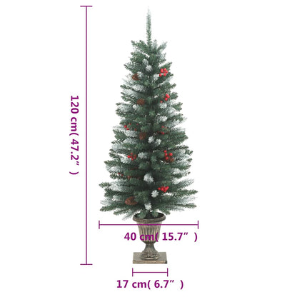 Artificial Christmas Tree Green and White PVC, Metal 47.2 in