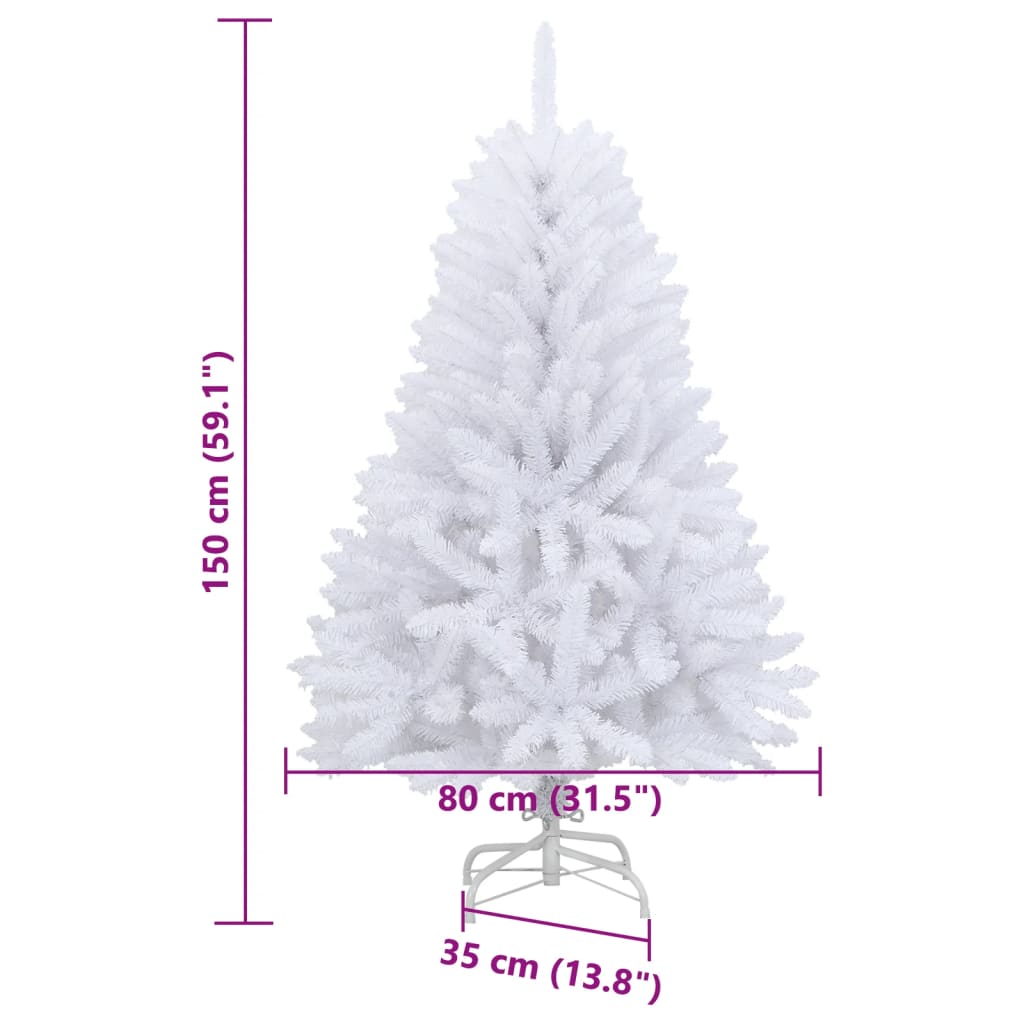 Artificial Hinged Christmas Tree with Stand White 59.1"