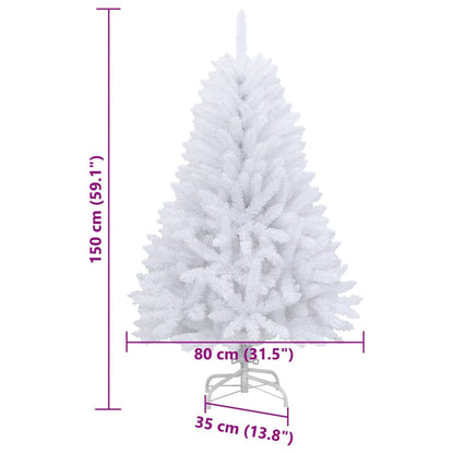 Artificial Hinged Christmas Tree with Stand White 59.1"