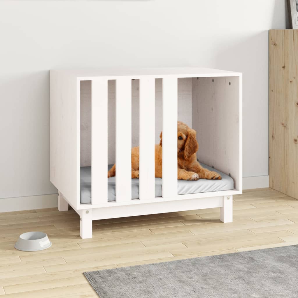 Dog House White Solid Pine Wood 27.6 x 19.7 x 24.4 in Durable