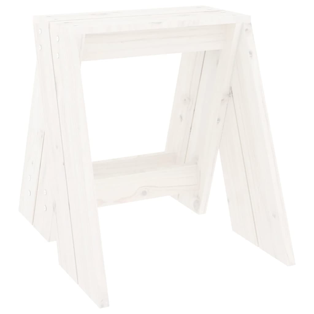 Stool Set of 2 White Solid pine wood Medium Durable Stool