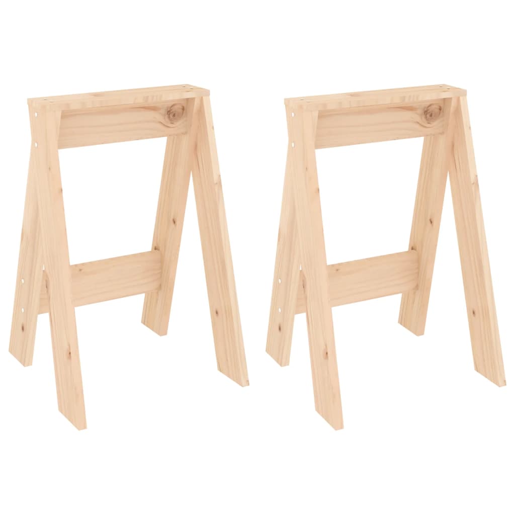 Stool Set of 2 Natural Pine Solid Pine Wood Medium Durable