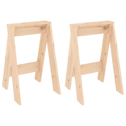 Stool Set of 2 Natural Pine Solid Pine Wood Medium Durable