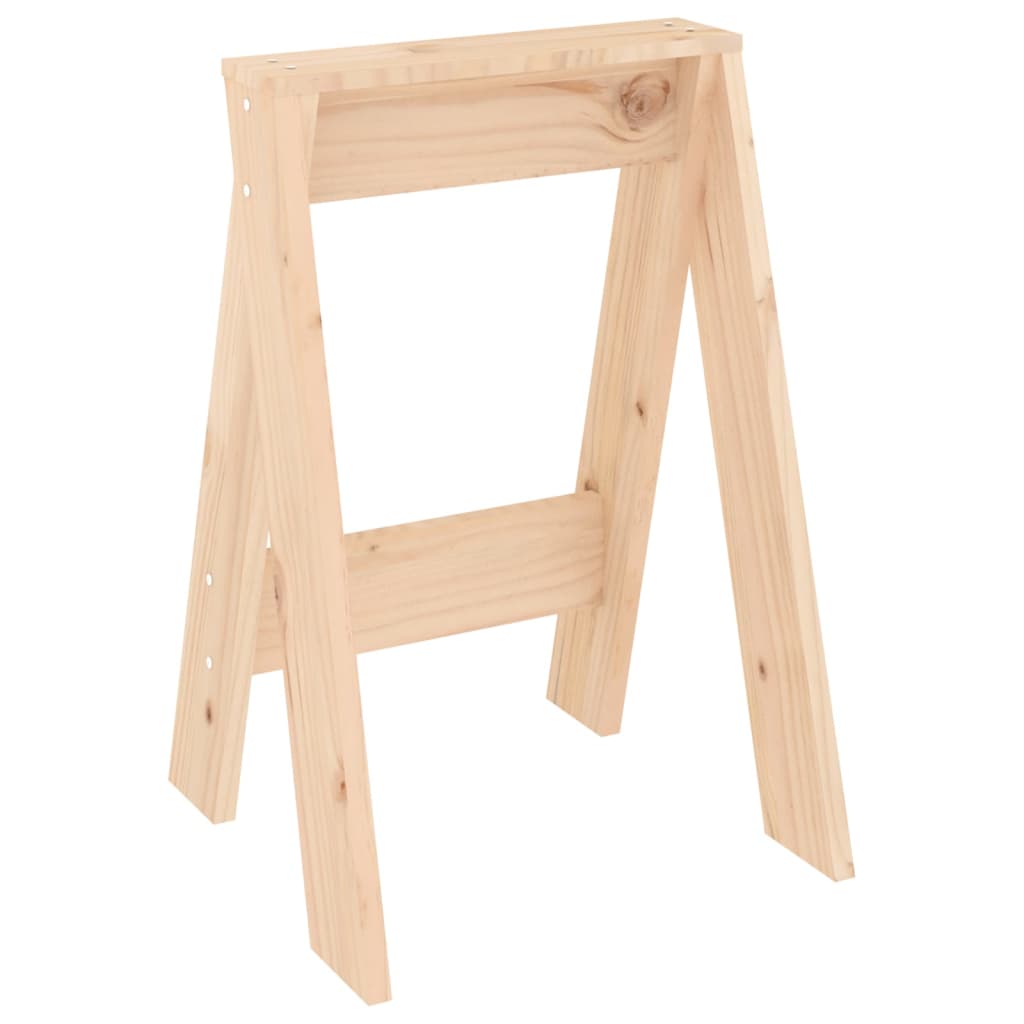 Stool Set of 2 Natural Pine Solid Pine Wood Medium Durable