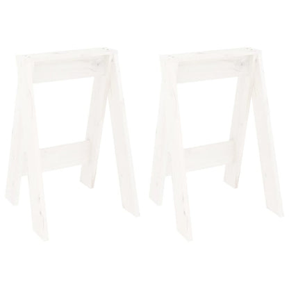 Stool Set of 2 White Solid Pine Wood Medium Durable Stool
