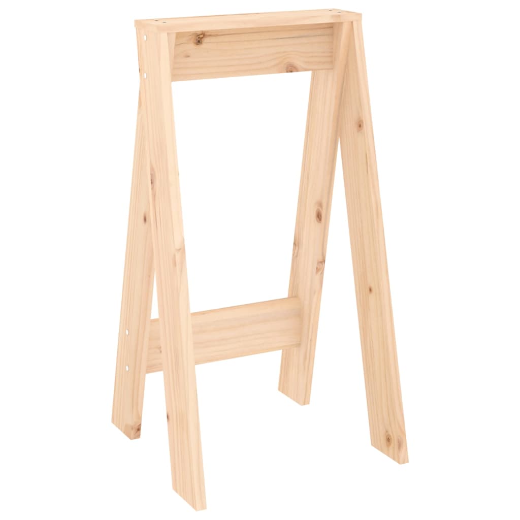 Stool Set of 2 Natural Wood Solid pine wood Standard Stackable