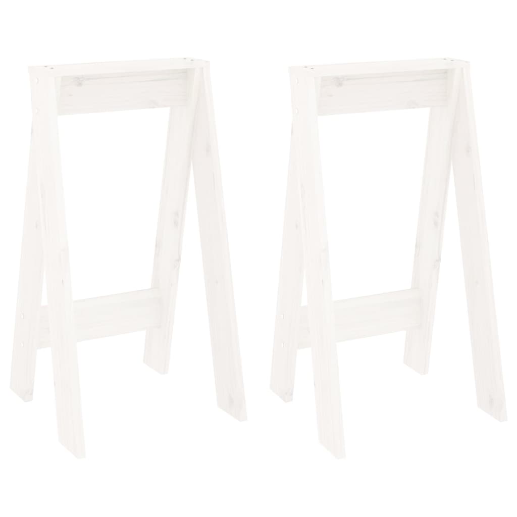 Stool Set of 2 White Solid pine wood Standard Durable Stool