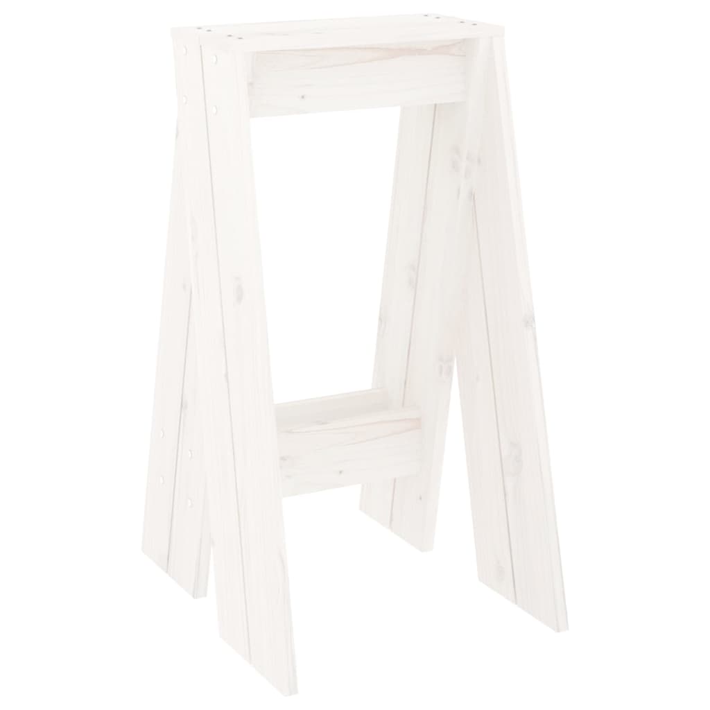 Stool Set of 2 White Solid pine wood Standard Durable Stool