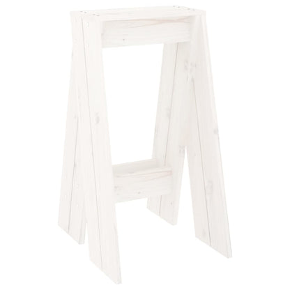 Stool Set of 2 White Solid pine wood Standard Durable Stool