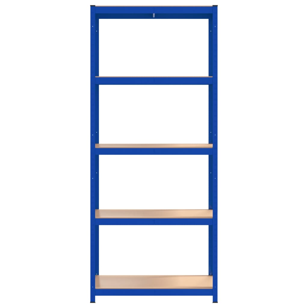 5-Layer Shelves 2 pcs Blue Steel&Engineered Wood