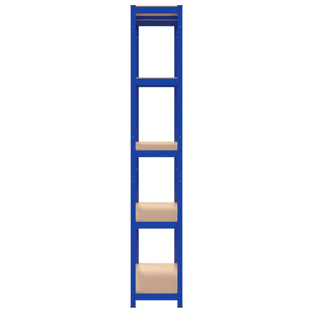 5-Layer Shelves 2 pcs Blue Steel&Engineered Wood