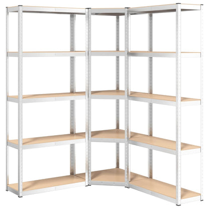5-Layer Shelves 3 pcs Silver Steel&Engineered Wood