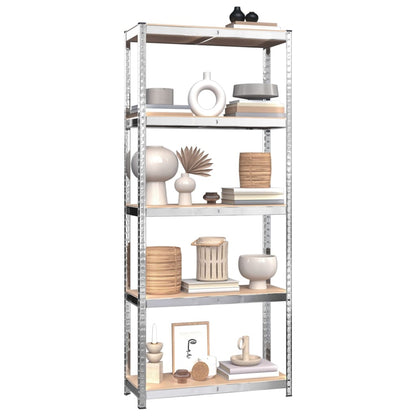 5-Layer Shelves 3 pcs Silver Steel&Engineered Wood