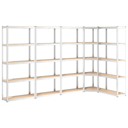 5-Layer Shelves 5 pcs Silver Steel&Engineered Wood