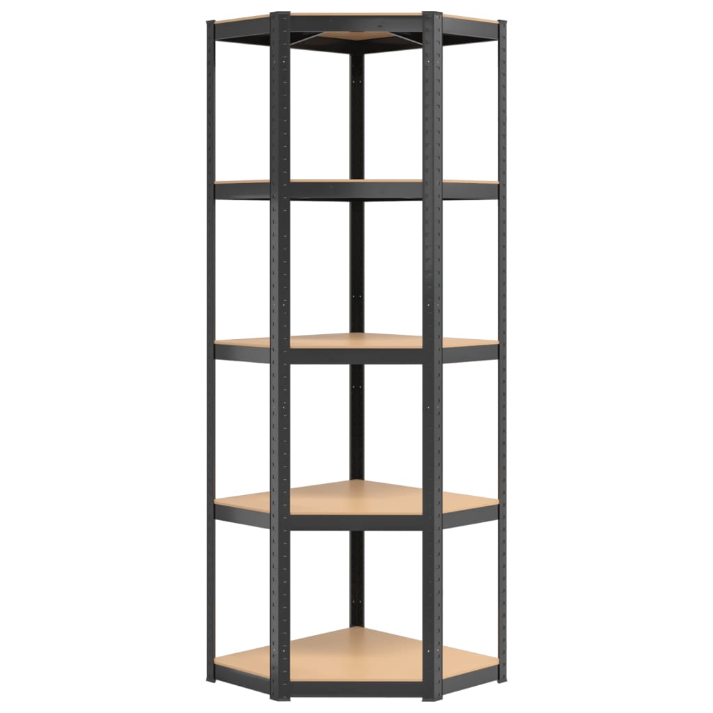 5-Layer Shelves 2 pcs Anthracite Steel&Engineered Wood