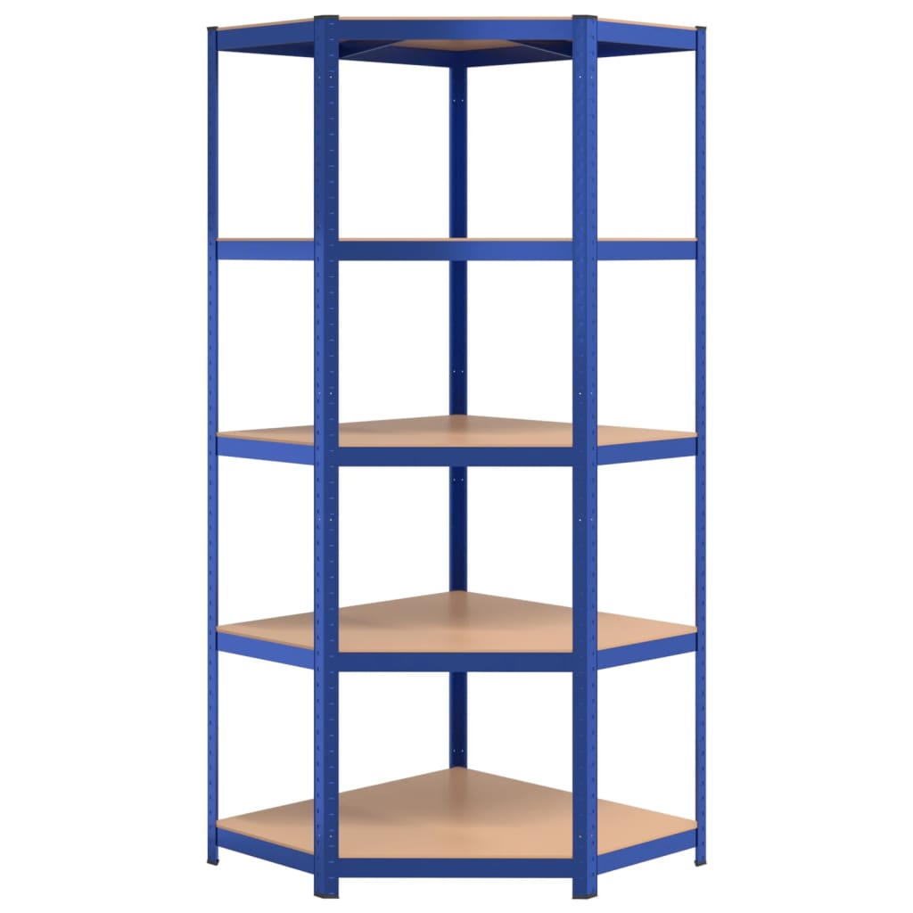 5-Layer Shelves 3 pcs Blue Steel&Engineered Wood