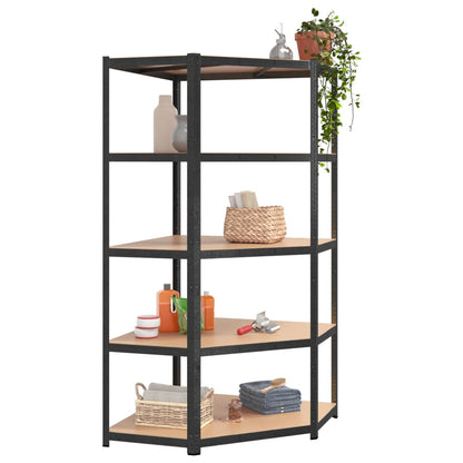 5-Layer Heavy-duty Shelves 2 pcs Gray Steel&Engineered Wood