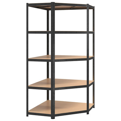 5-Layer Heavy-duty Shelves 2 pcs Gray Steel&Engineered Wood