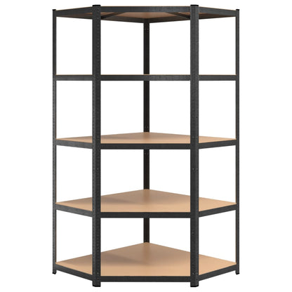 5-Layer Heavy-duty Shelves 2 pcs Gray Steel&Engineered Wood