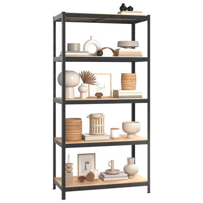 5-Layer Heavy-duty Shelves 3 pcs Gray Steel&Engineered Wood