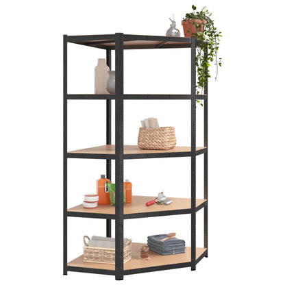 5-Layer Heavy-duty Shelves 3 pcs Gray Steel&Engineered Wood