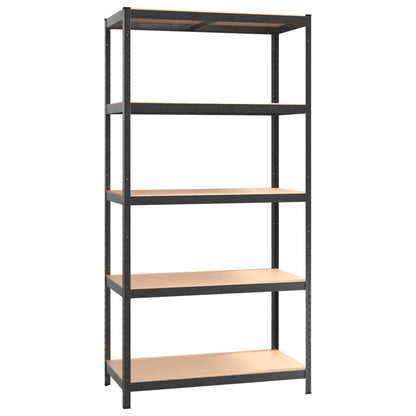 5-Layer Heavy-duty Shelves 3 pcs Gray Steel&Engineered Wood