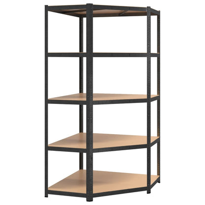 5-Layer Heavy-duty Shelves 3 pcs Gray Steel&Engineered Wood