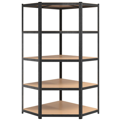 5-Layer Heavy-duty Shelves 3 pcs Gray Steel&Engineered Wood
