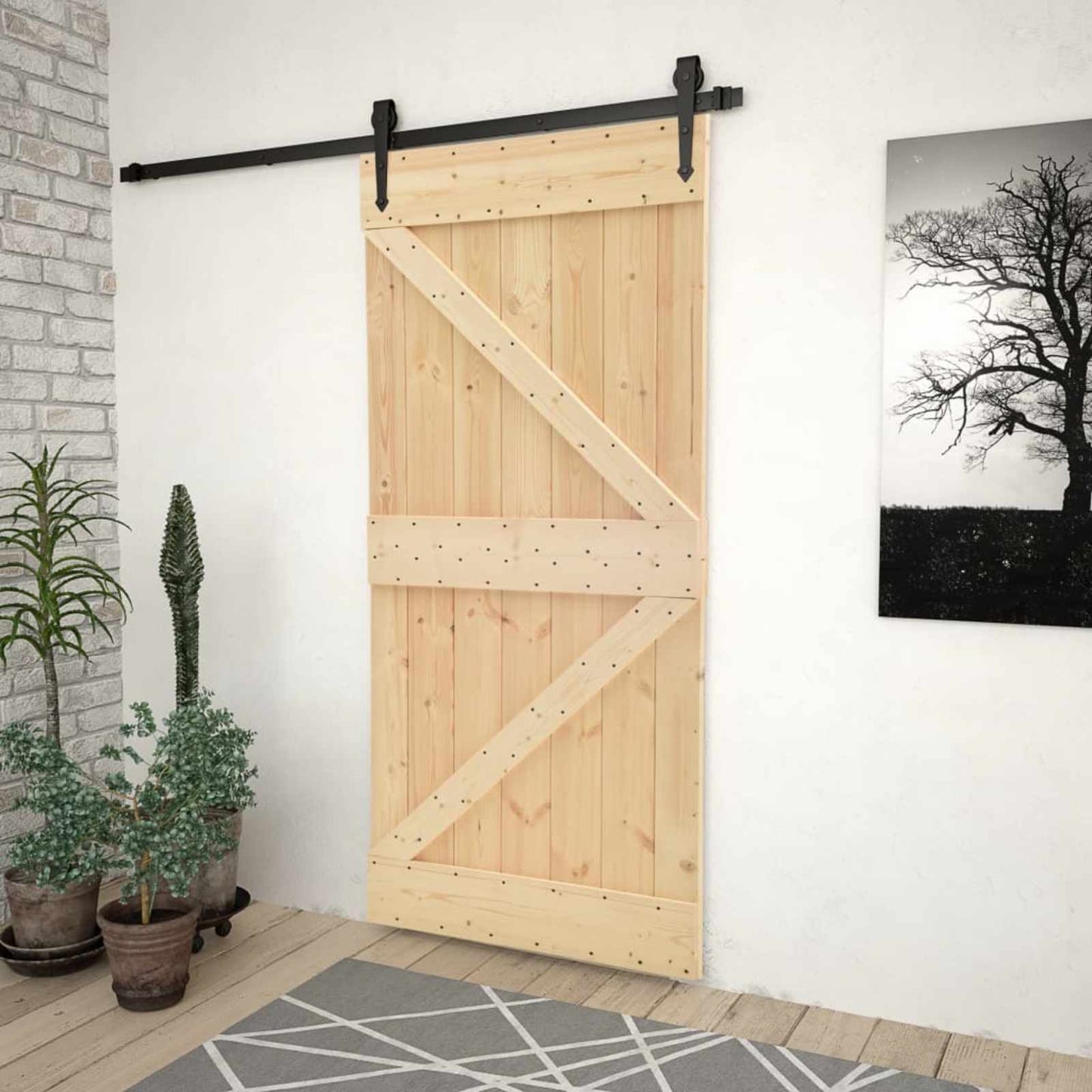 Door NARVIK Natural 31.50 x 82.68 in Solid Pine Wood