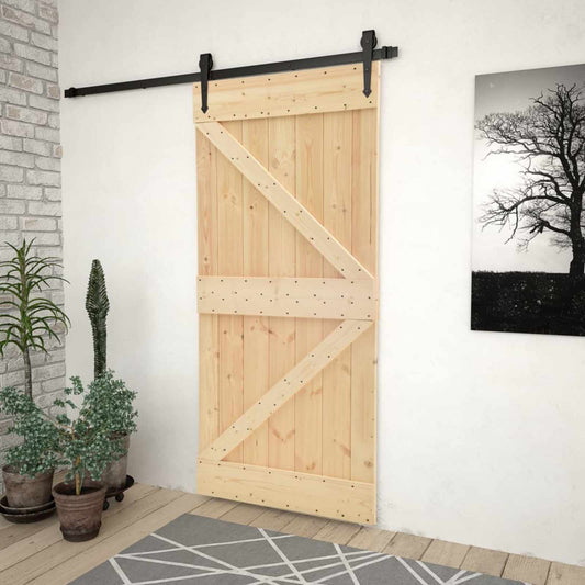 Door NARVIK Natural 31.50 x 82.68 in Solid Pine Wood