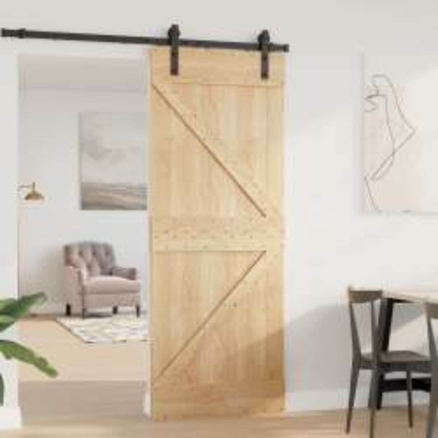Door NARVIK Natural 31.50 x 82.68 in Solid Pine Wood