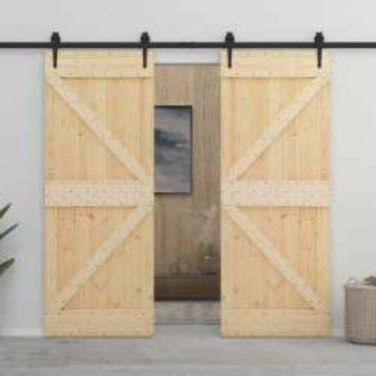 Door NARVIK Natural 31.50 x 82.68 in Solid Pine Wood