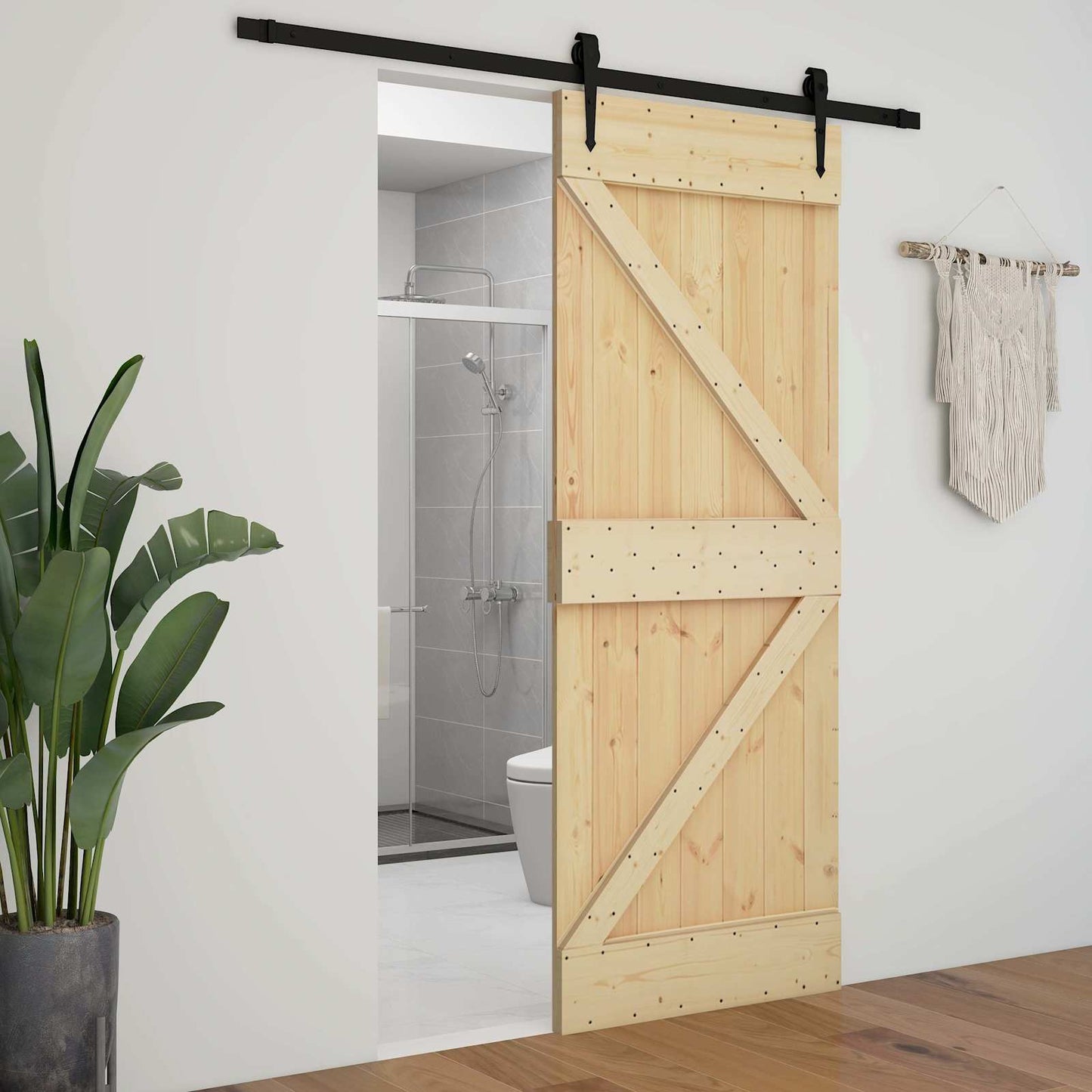 Door NARVIK Natural 31.50 x 82.68 in Solid Pine Wood