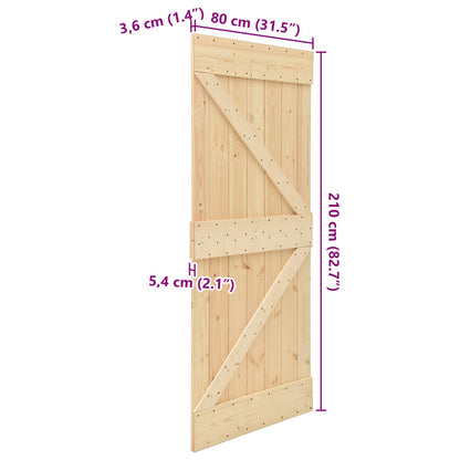Door NARVIK Natural 31.50 x 82.68 in Solid Pine Wood