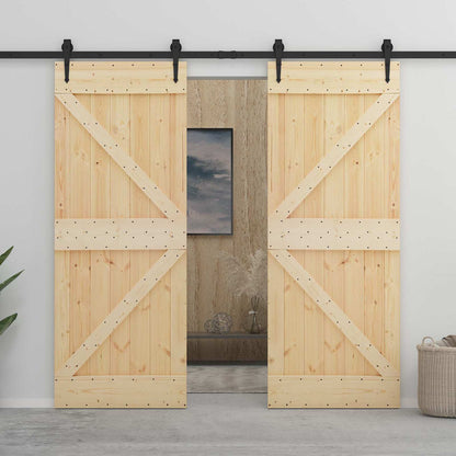 Door NARVIK Natural 35.43 x 82.68 in Solid Pine Wood
