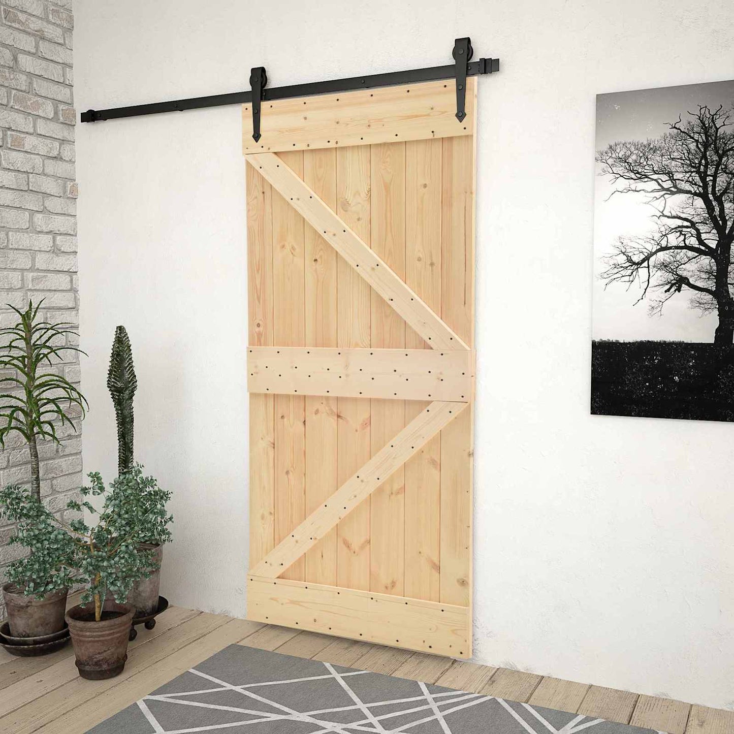 Door NARVIK Natural 39.37 x 82.68 in Solid Pine Wood